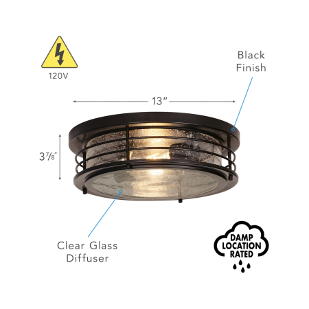 Alcon 11139 13-Inch Industrial Flush Mount Ceiling Light 