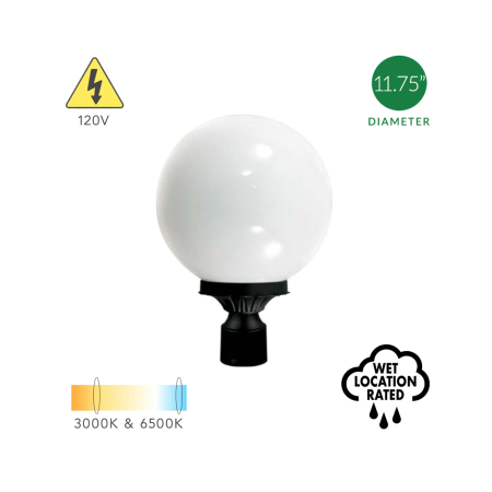 Exterior Commercial Plaza and Parking Lot LED Globe Post Light