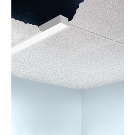 Alcon 12100-66-R, recessed linear ceiling light shown in white finish and with a flush trim-less lens.