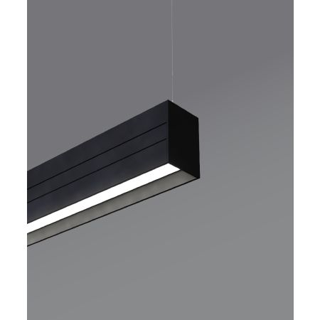 12100-21-P-R suspended pendant light shown with black finish and regressed lens