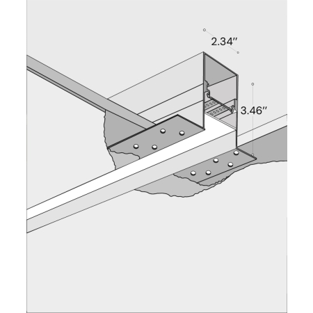 Product rendering of the 12100-21-R-R recessed linear ceiling light shown with regressed lens and no trim