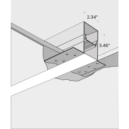 Product rendering of the 12100-21-R recessed linear LED light by Alcon Lighting shown with a trimless flat lens