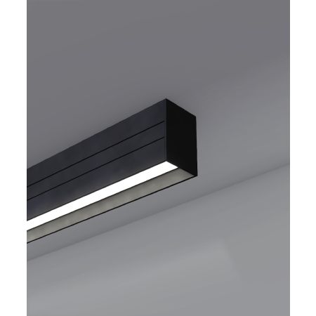 Alcon 12100-21-S-R, surface linear ceiling light shown in black finish with regressed lens