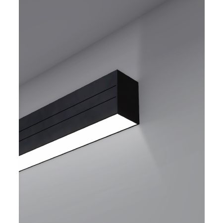 Alcon 12100-21-W, wall linear ceiling light shown in black finish with a flush trim-less lens