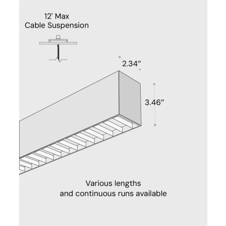 12100-22-P-L linear LED pendant light shown with black finish and louver lens 