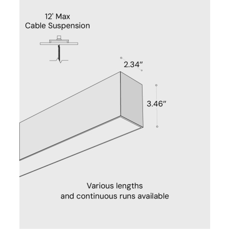 12100-22-P linear LED pendant light shown with black finish and diffuser lens