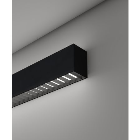 12100-22-W-L linear LED wall light shown with black finish and louver lens