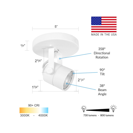 2-Inch LED Monopoint Track Light Head