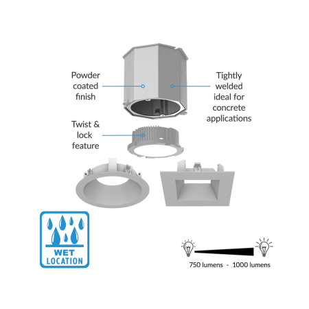 Alcon 14105-4-DIR 4-Inch Recessed LED Concrete Ceiling Light