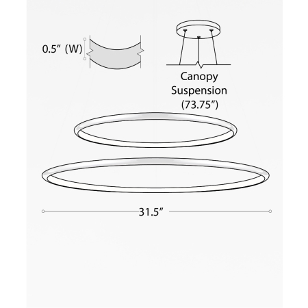 Alcon 12239-P, two-layered tiered suspended commercial pendant ring light shown in silver finish and with a flush trim-less internal lens.