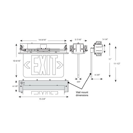 Alcon 16116 Single Sided Edge Lit Recessed LED Exit Sign