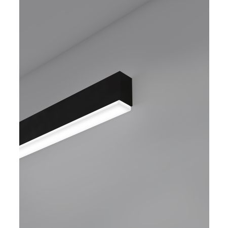 12100-22-W-D linear LED wall light shown with black finish and drop lens