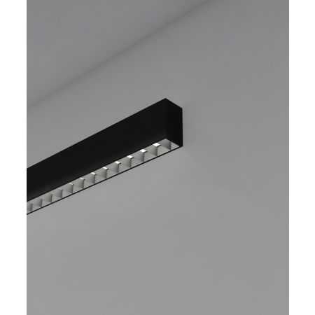 12100-12-W-L linear LED wall light shown with black finish and louver lens