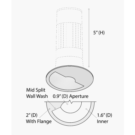 Alcon 14122-R-WW Wall washing recessed round LED can light shown in black finish and with flanged edge.