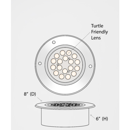 The 14127-8 in-ground well light by Alcon Lighting with a clear, 8-inch shatterproof lens shown with a stainless steel finish