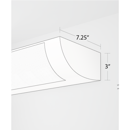 Alcon 11113, surface mount linear wall light line drawing shown in white and with a curved perforated lens.