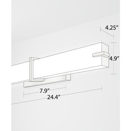 The 11124 bathroom vanity light wall light product rendering, shown in silver with a white rectangular wrapped lens.