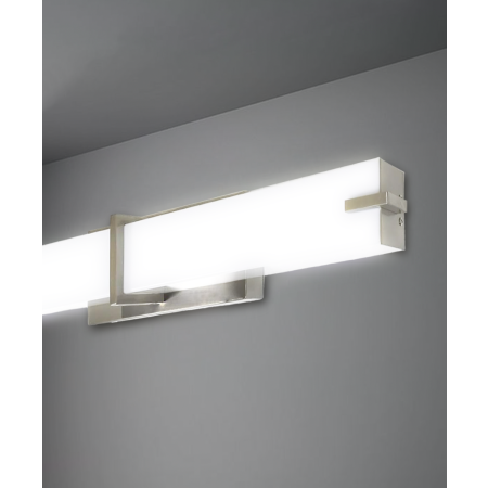 The 11124 bathroom vanity light wall light product rendering, shown in silver with a white rectangular wrapped lens.