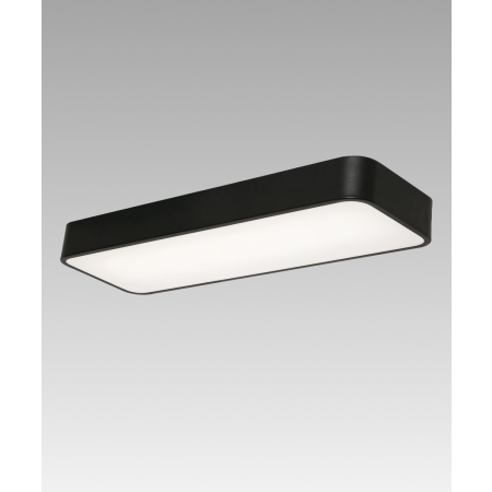 Product rendering of the 11184-24 rectangular flush ceiling light by Alcon Lighting shown in a black finish.