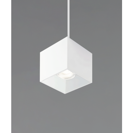 Alcon 11212-P, suspended commercial rectilinear pendant light shown in white finish with an inset illumination.