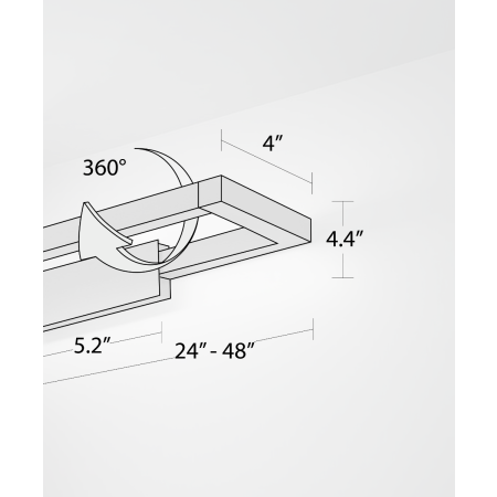 Alcon 11701, surface mount linear wall light line drawing shown in black with rotating slim rectangular lens