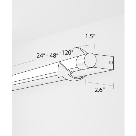 11702 rotatable dressing room vanity light shown in silver finish and with a rotating cylindrical lens.