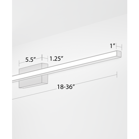 Alcon 11720, surface mount linear wall light line drawing shown in black and with flush slim rectangular lens.