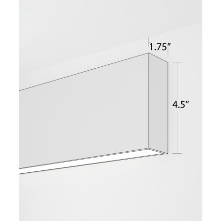 Alcon 12100-14-W, surface mount linear wall light line drawing shown in black  with a flush rectangular bottom lens. 