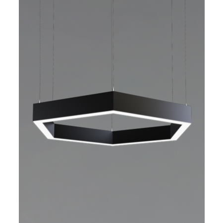 Alcon 12100-20-P-HEX, suspended commercial pendant light shown in black finish and with a flush trim-less lens.