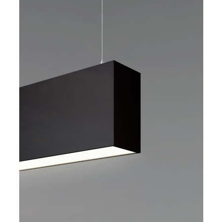 12100-20-P suspended pendant light shown with black finish and flush lens