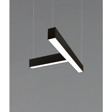 Alcon 12100-20-P-T T-shaped suspended pendant light shown in black finish with a flushed lens.