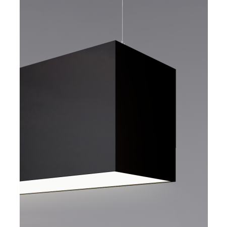 12100-66-P suspended pendant light shown with black finish and flush lens