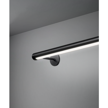 Alcon 12100-R2-W, surface mount linear wall light shown in black finish and with a flush trim-less curved lens.