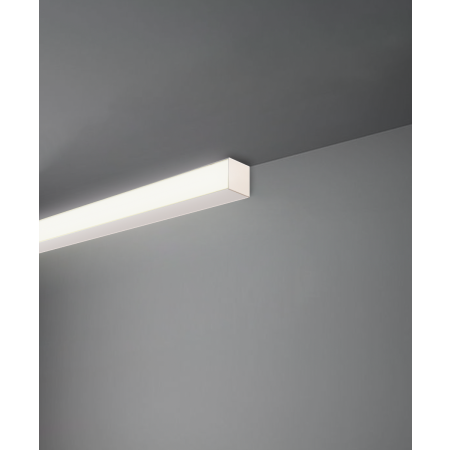 Alcon 12102-SS-S, flexible steam rated surface linear ceiling light shown in white finish and with a flush lens.