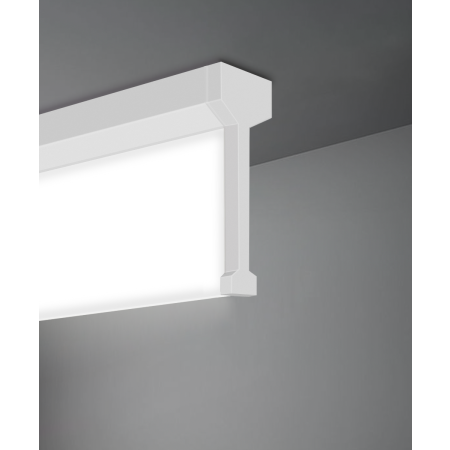 Alcon 12139-S, surface linear ceiling light shown in white finish and with a center trim-less lens.