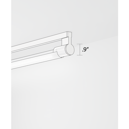 Alcon 12160-S, surface linear ceiling light shown in silver finish, a tubular half-lit trim-less lens, and a curved perforated lens cap.