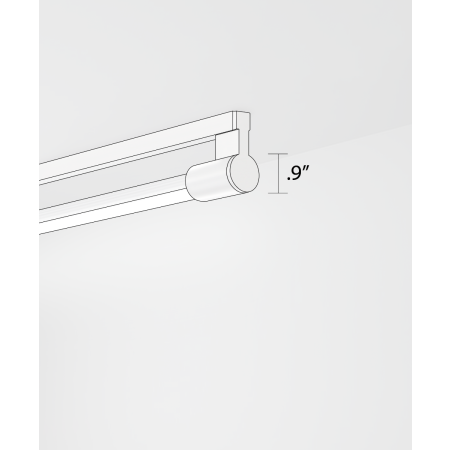 Alcon 12160-S, surface linear ceiling light shown in silver finish and with a tubular half-lit trim-less lens.