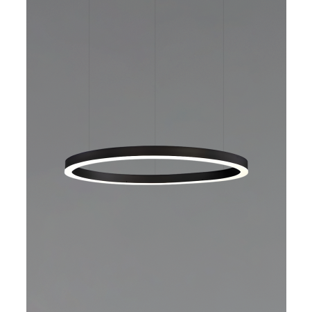 Alcon 12232-P, suspended commercial pendant light shown in black finish and with a flush trim-less lens.