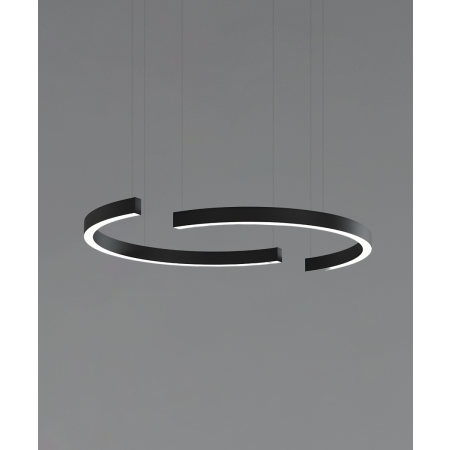 Two 12258 half-circle pendant lights, shown with a black finish and flush trimless lens.