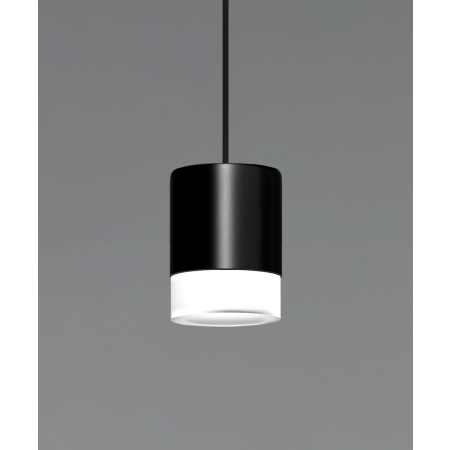 Alcon 12302-P-DL, suspended commercial dropped-lens cylindrical pendant light shown in black finish.