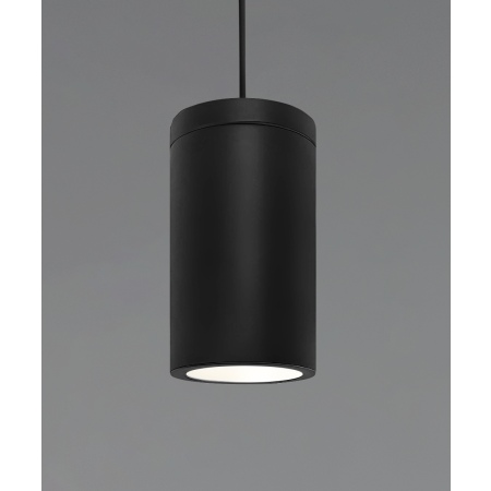  Alcon 12306-P, suspended commercial flush-lens cylindrical pendant light shown in black finish.