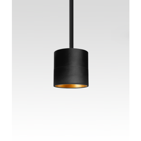 Alcon Lighting 12343-4 Direct light cylinder pendant dome shown in black finish with a gold interior. 