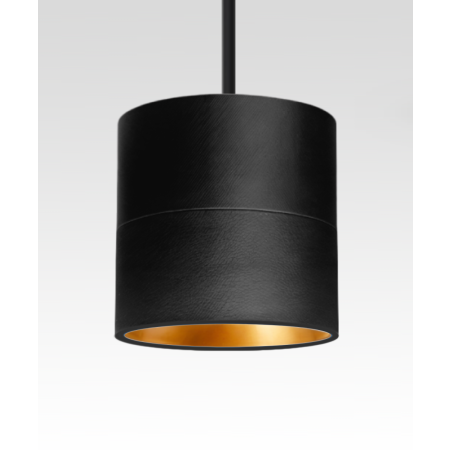 Alcon Lighting 12343-8 Direct light cylinder pendant dome shown in black finish with a gold interior. 