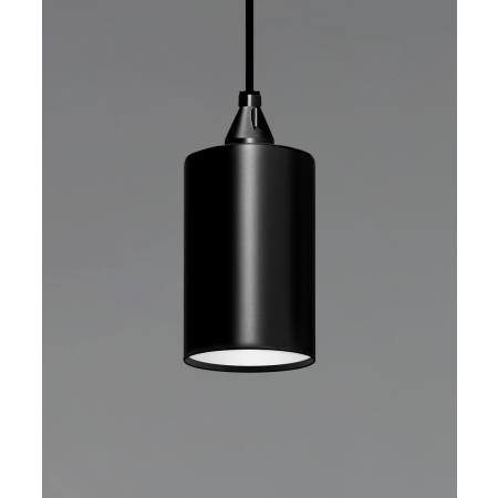 Alcon 12400-4P, suspended commercial cylindrical pendant light shown in black finish