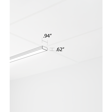 Alcon 14030-10-S, T-bar attaching surface linear ceiling light shown in silver and with a flush lens.