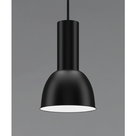 Product rendering of the 15204-16-AL dome pendant high and low bay pendant light shown with a black finish and stem mounting