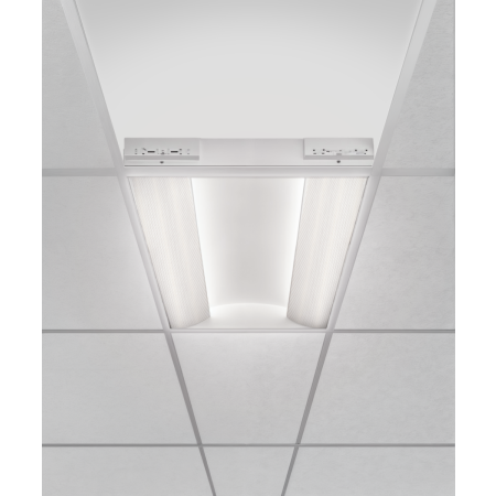 Alcon Lighting 14080 side cove LED troffer panel light shown in white finish. 