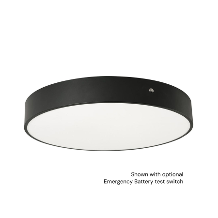 Product rendering of the 11182 round semi-flush ceiling light by Alcon Lighting shown in a black finish.