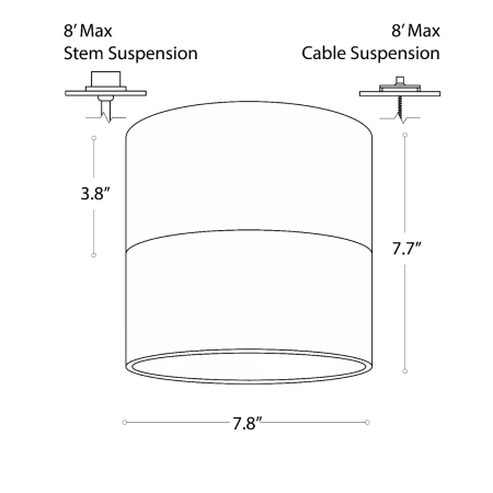 Alcon Lighting 12343-8 Direct light cylinder pendant dome shown in black finish with a gold interior. 