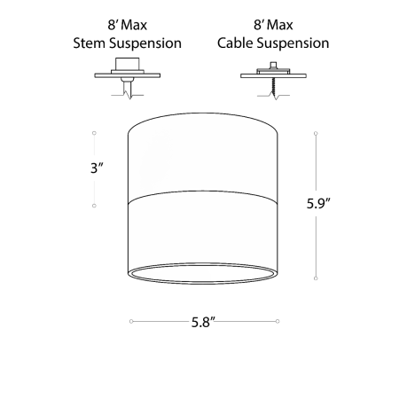 Alcon Lighting 12343-6 Direct light cylinder pendant dome shown in black finish with a gold interior. 